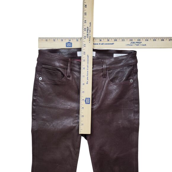 Frame Le Crop Mini Boot 23 Genuine Lamb Leather Mid Rise Pants Dark Brown - Picture 5 of 15